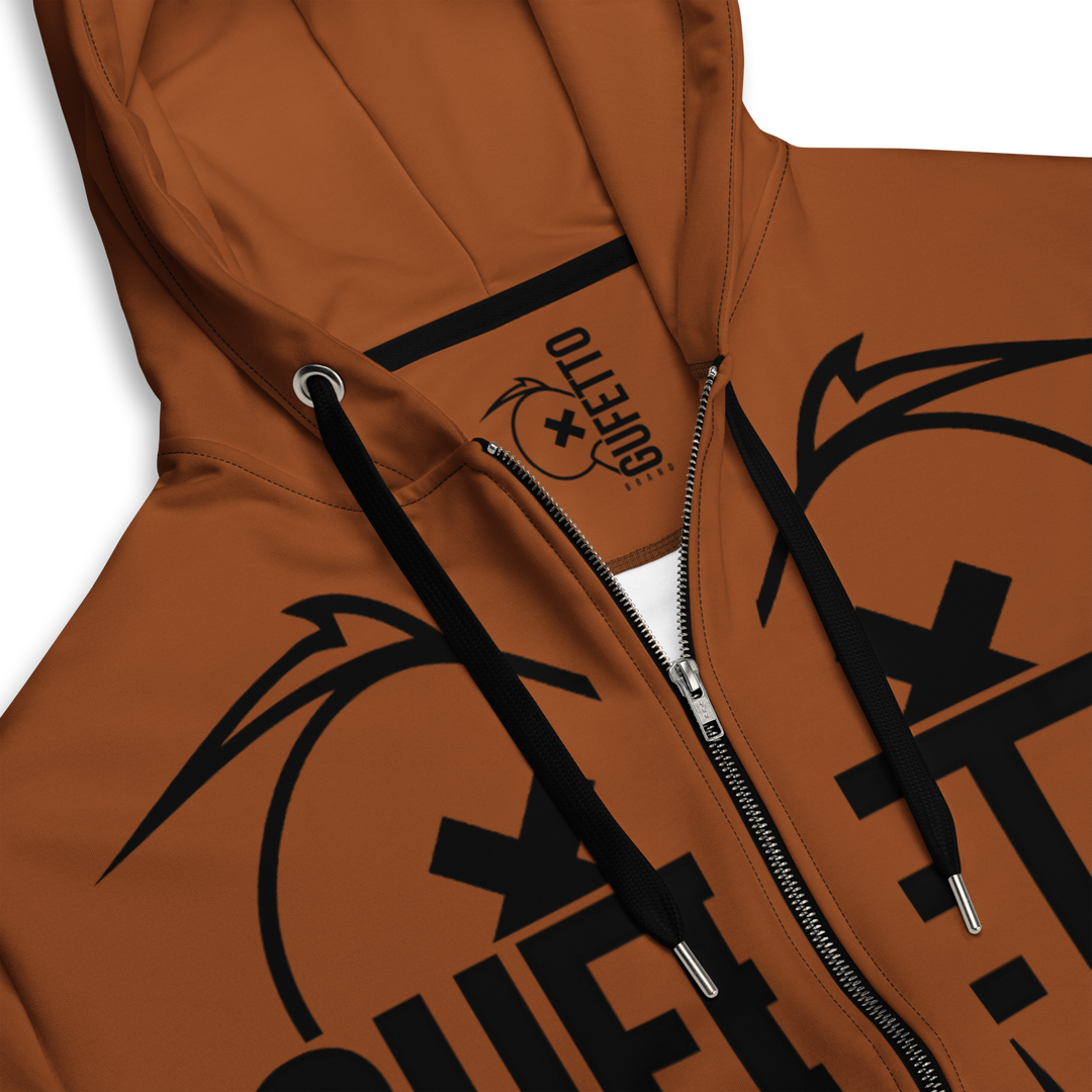 Felpa con cappuccio con zip unisex Uomo/Donna Gufetto Marrone - Gufetto Brand 