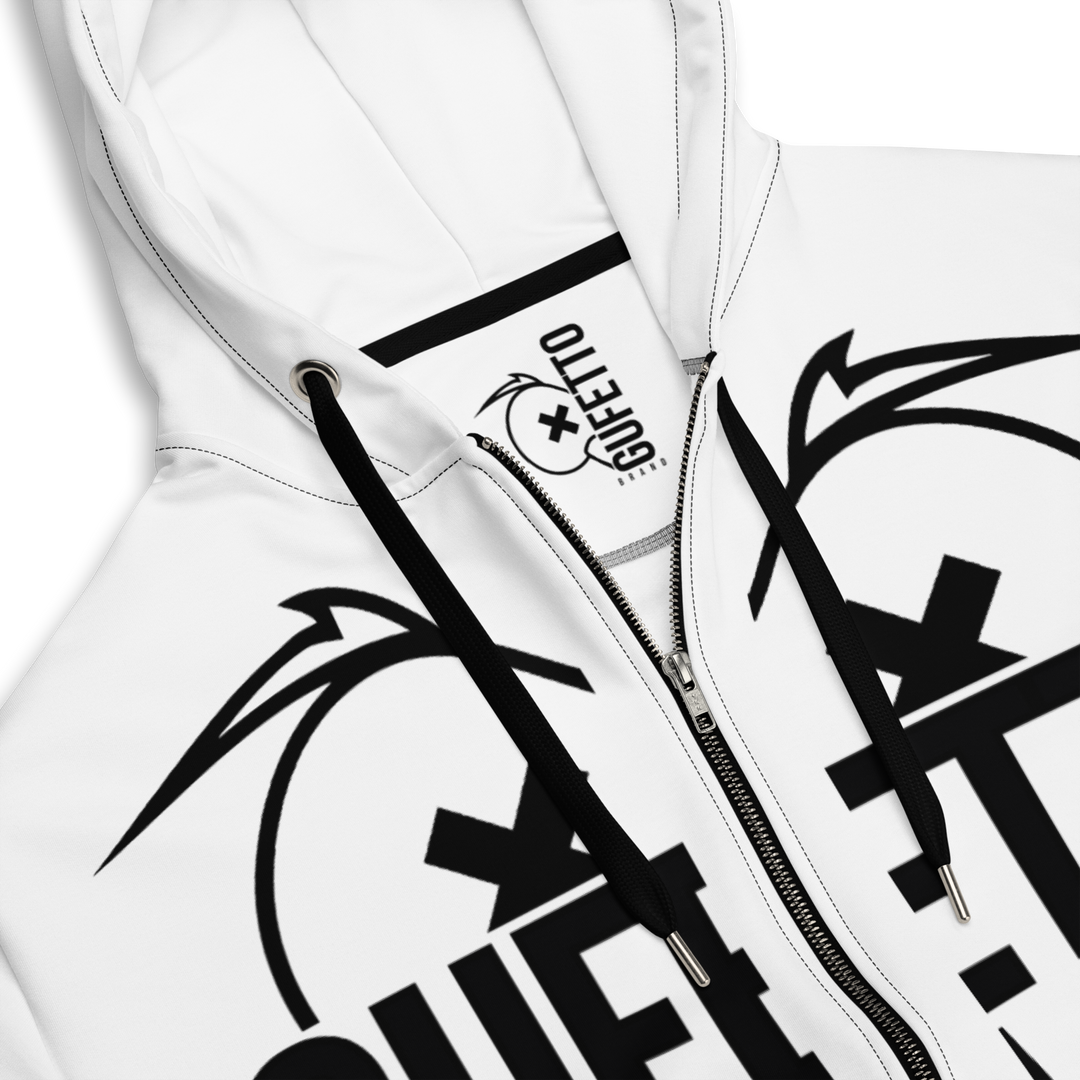 Felpa con cappuccio con zip unisex Uomo/Donna Gufetto White - Gufetto Brand 