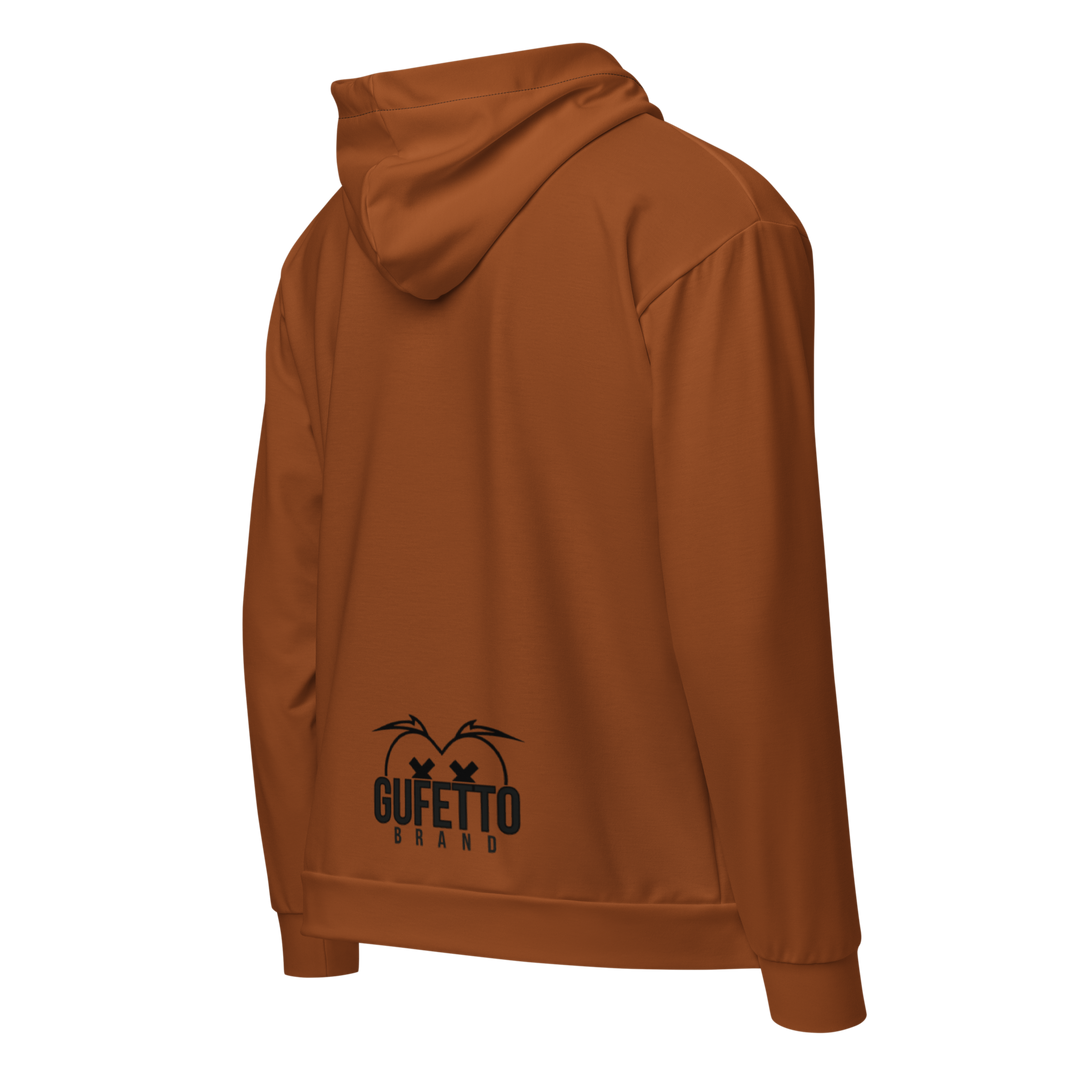 Felpa con cappuccio con zip unisex Uomo/Donna Gufetto Marrone - Gufetto Brand 