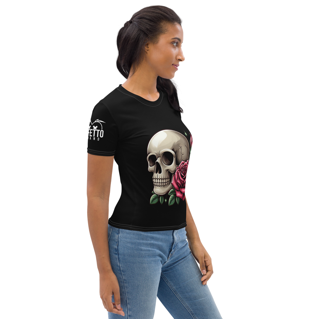 T-shirt donna DARKSKULLROSE - Gufetto Brand 