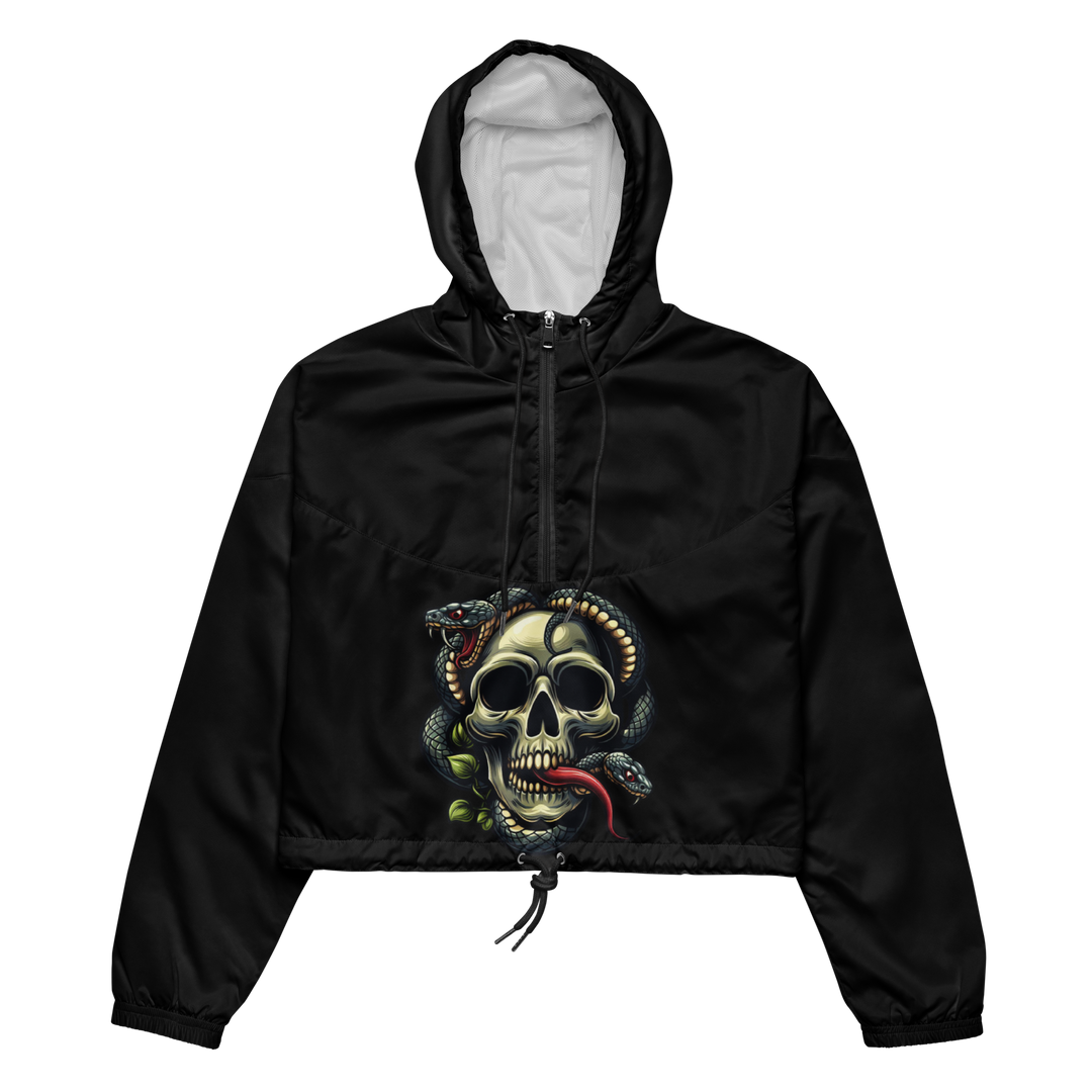 Giacca a vento corta con stampa all over donna SKULL DARK - Gufetto Brand 