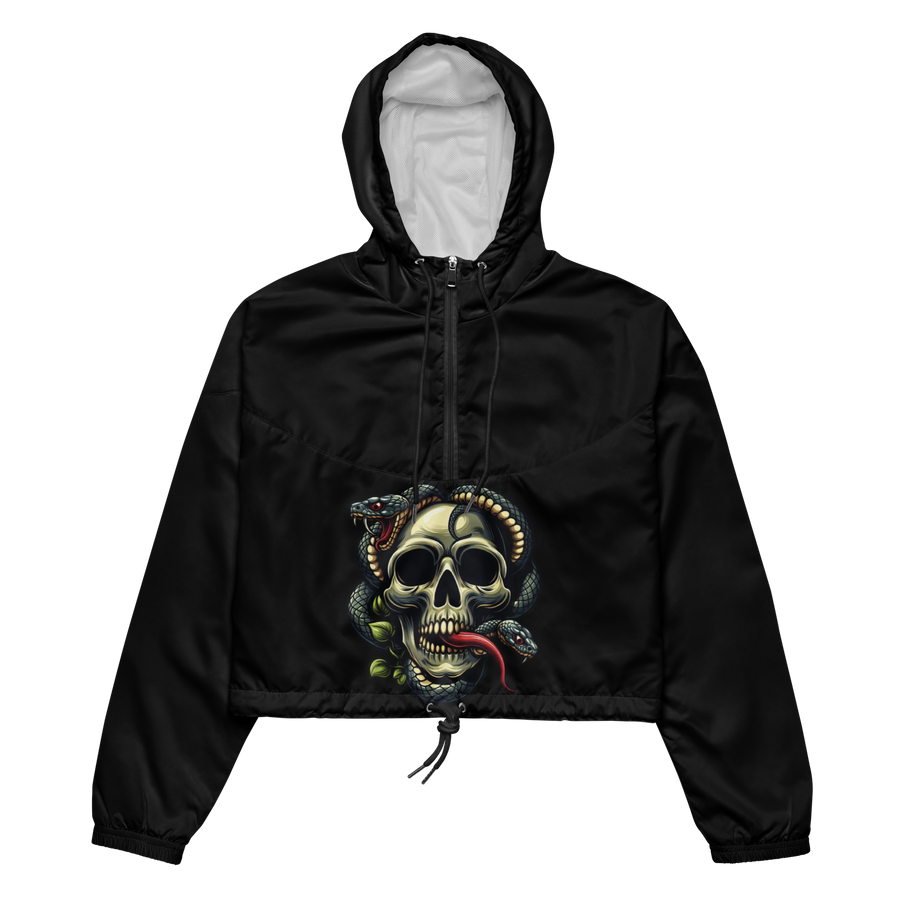 Giacca a vento corta con stampa all over donna SKULL DARK - Gufetto Brand 