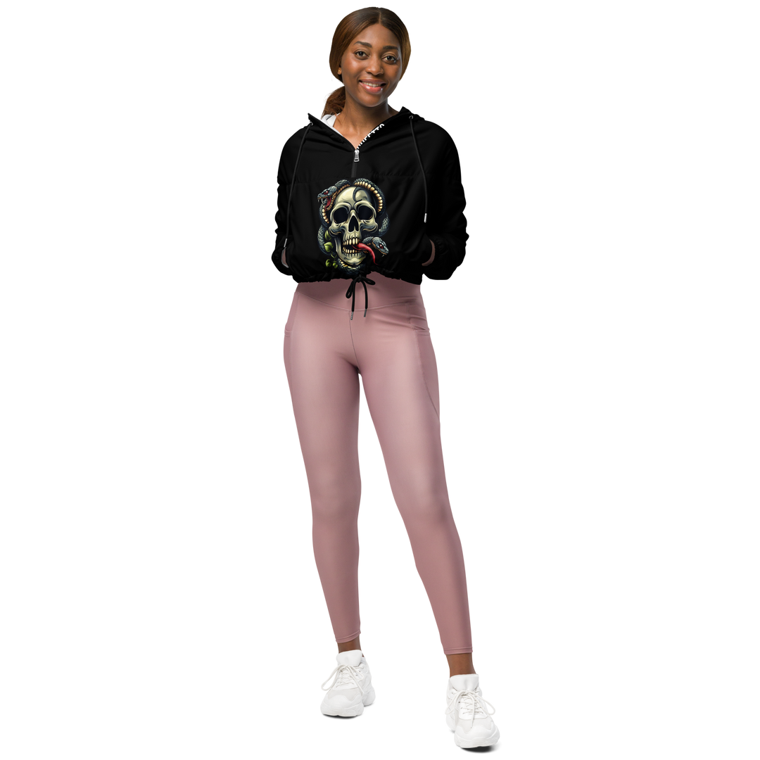 Giacca a vento corta con stampa all over donna SKULL DARK - Gufetto Brand 
