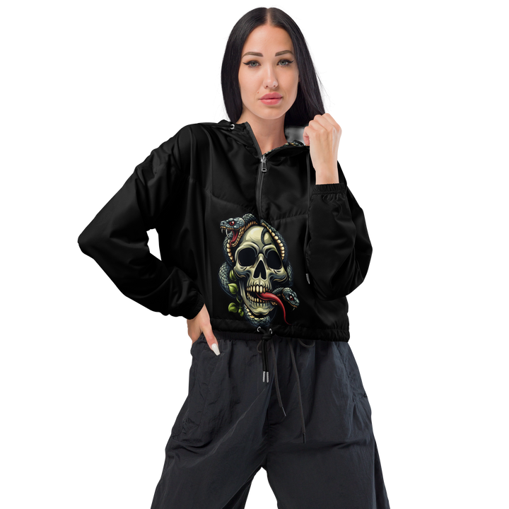 Giacca a vento corta con stampa all over donna SKULL DARK - Gufetto Brand 