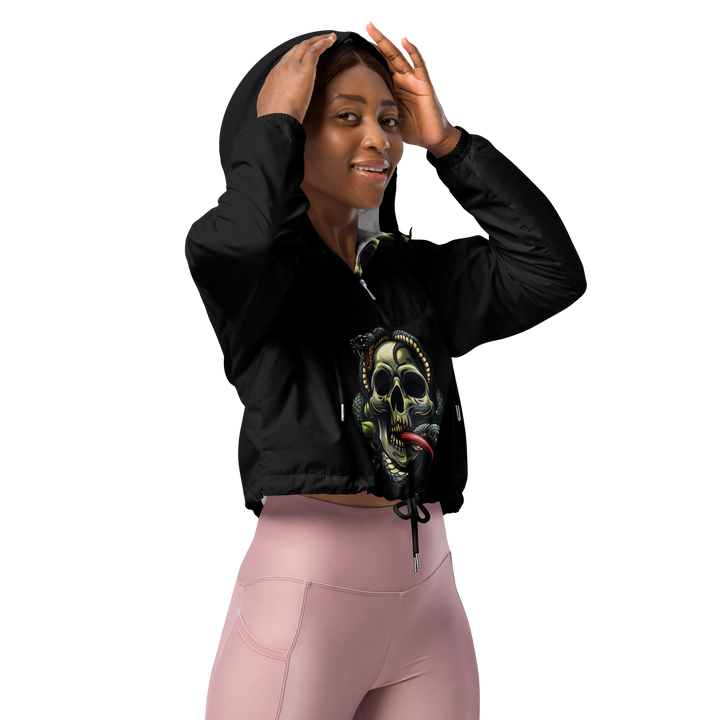 Giacca a vento corta con stampa all over donna SKULL DARK - Gufetto Brand 