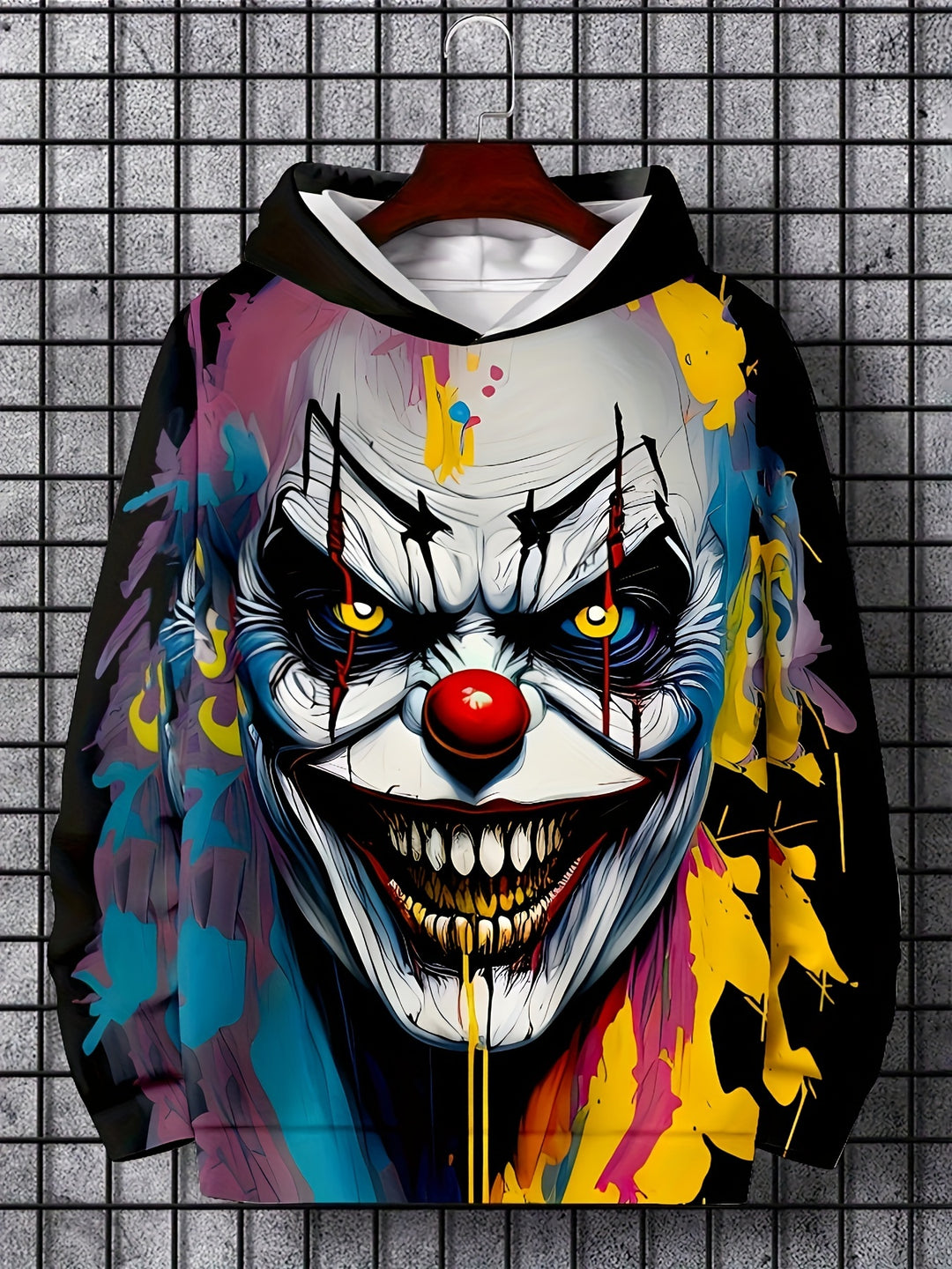 Men's Joker Graphic Print Hoodie, Casual Long Sleeve Hooded Sweatshirt For Outdoor - Gufetto Brand 