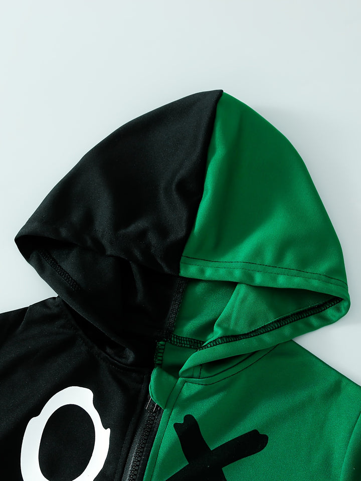 Funny Expression Graphic Print Boys Colorblock Zip Up Lightweight Hoodie Sweatshirt Casual Long Sleeve Hoodies with Pockets Gym Sports Hooded Jacket - Gufetto Brand 