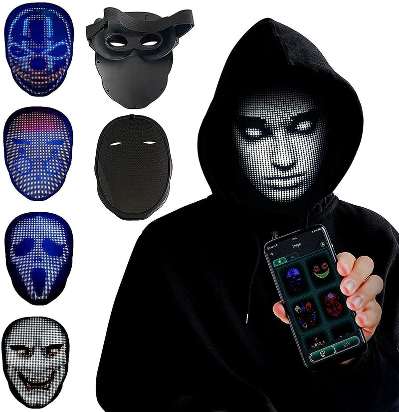 Maschere per il viso di Halloween Maschera luminosa a colori LED Maschera che cambia il viso Puntelli da bar per feste - Gufetto Brand 
