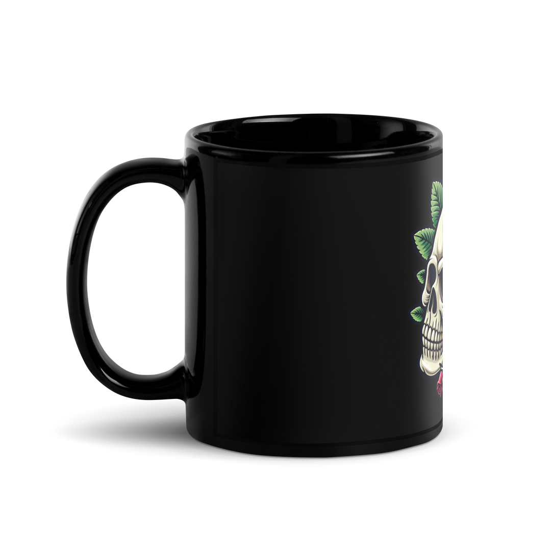 Tazza nera lucida SKULL ROSE - Gufetto Brand 