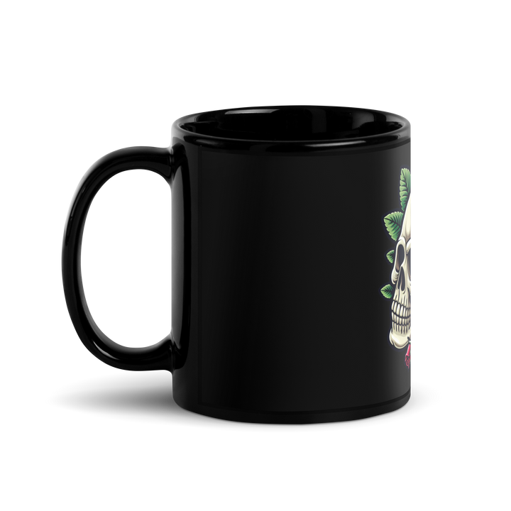Tazza nera lucida SKULL ROSE - Gufetto Brand 