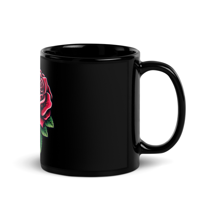 Tazza nera lucida SKULL ROSE - Gufetto Brand 
