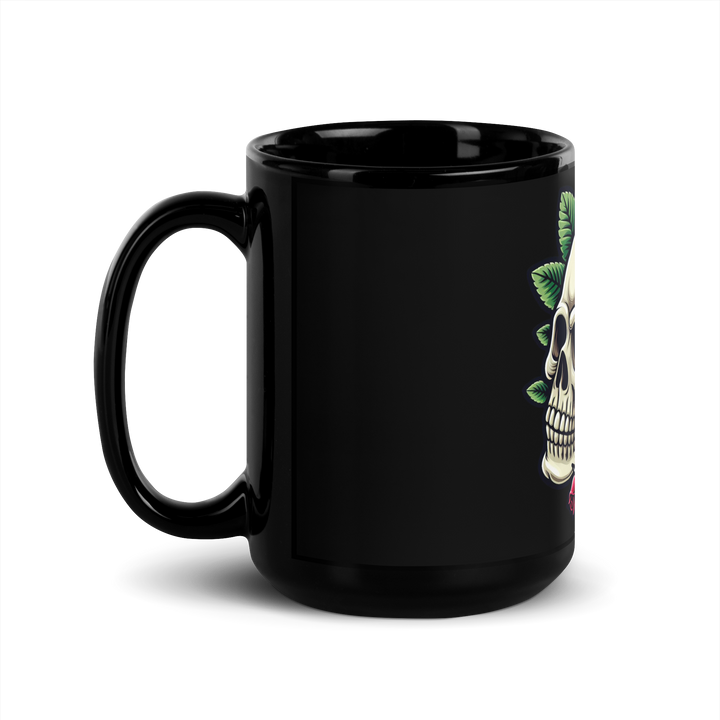 Tazza nera lucida SKULL ROSE - Gufetto Brand 