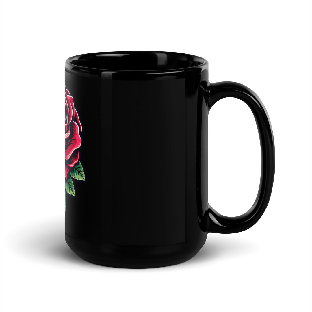 Tazza nera lucida SKULL ROSE - Gufetto Brand 
