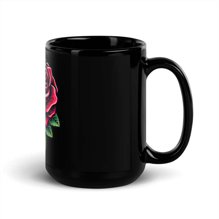 Tazza nera lucida SKULL ROSE - Gufetto Brand 