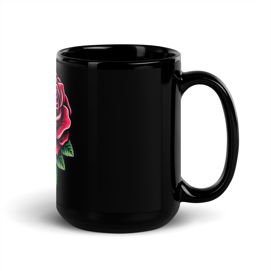 Tazza nera lucida SKULL ROSE - Gufetto Brand 