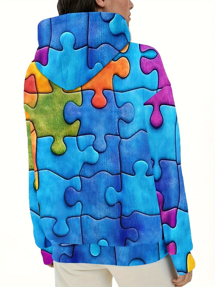 All Over Print Hoodie, Casual Long Sleeve Hoodies Sweatshirt, Women's Clothing - Gufetto Brand 