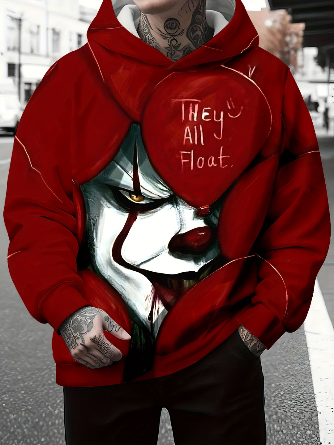 Men's Joker Graphic Print Hoodie, Casual Long Sleeve Hooded Sweatshirt For Outdoor - Gufetto Brand 