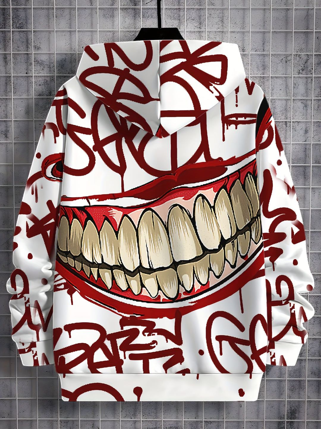 Men's 3D Creepy Smile Print Hoodie - Casual & Stylish Pullover with Kangaroo Pocket, Perfect for Outdoor Activities - Gufetto Brand 