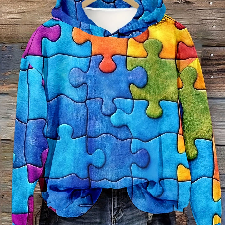 All Over Print Hoodie, Casual Long Sleeve Hoodies Sweatshirt, Women's Clothing - Gufetto Brand 