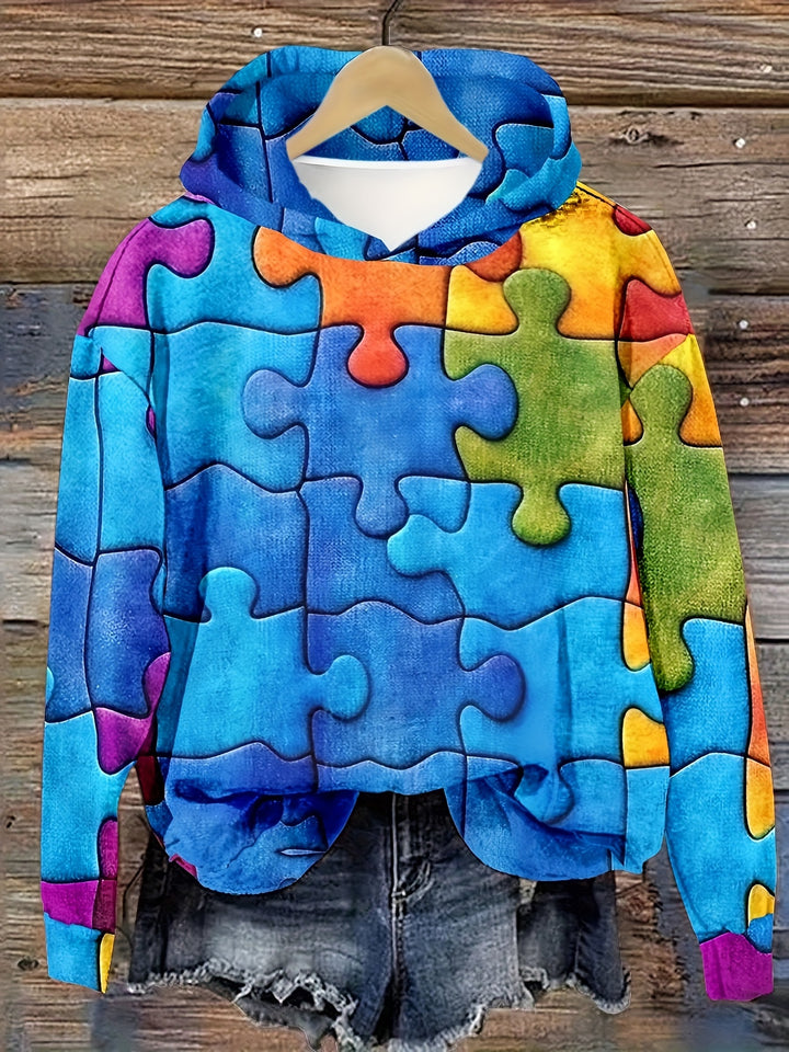 All Over Print Hoodie, Casual Long Sleeve Hoodies Sweatshirt, Women's Clothing - Gufetto Brand 