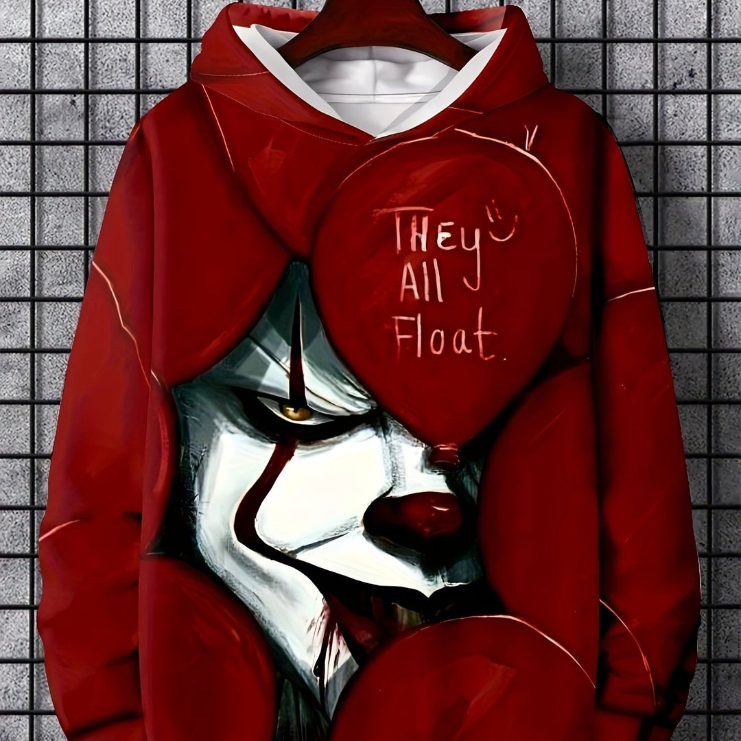 Men's Joker Graphic Print Hoodie, Casual Long Sleeve Hooded Sweatshirt For Outdoor - Gufetto Brand 