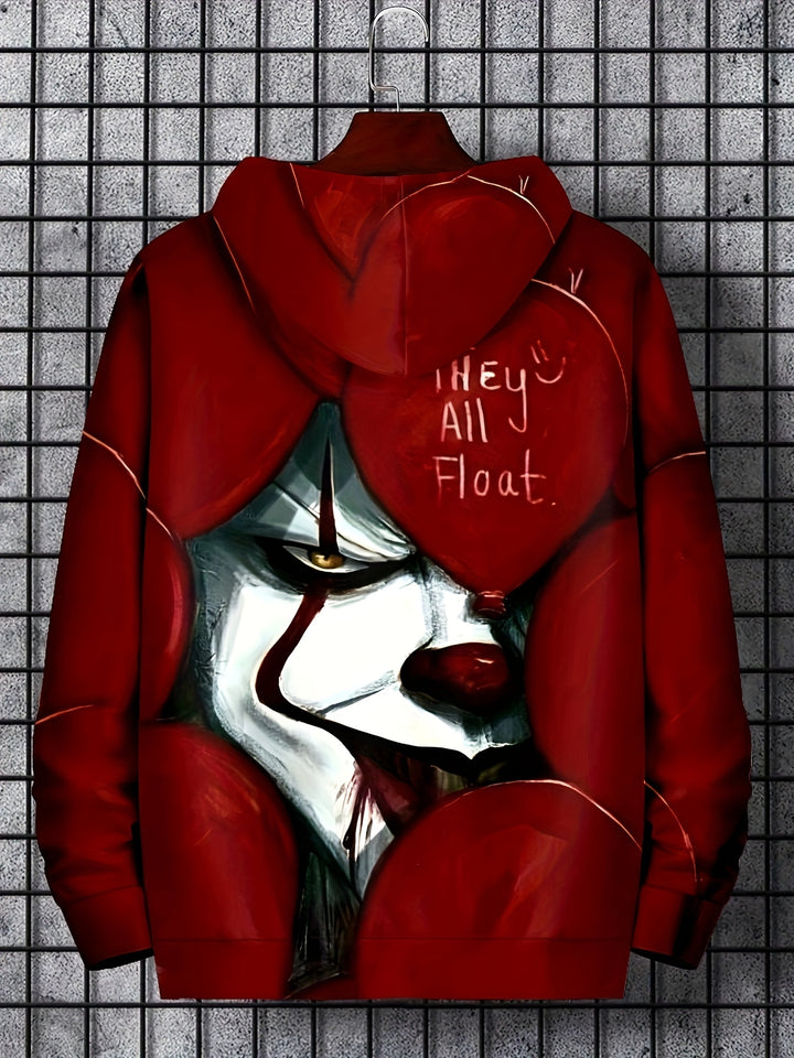 Men's Joker Graphic Print Hoodie, Casual Long Sleeve Hooded Sweatshirt For Outdoor - Gufetto Brand 