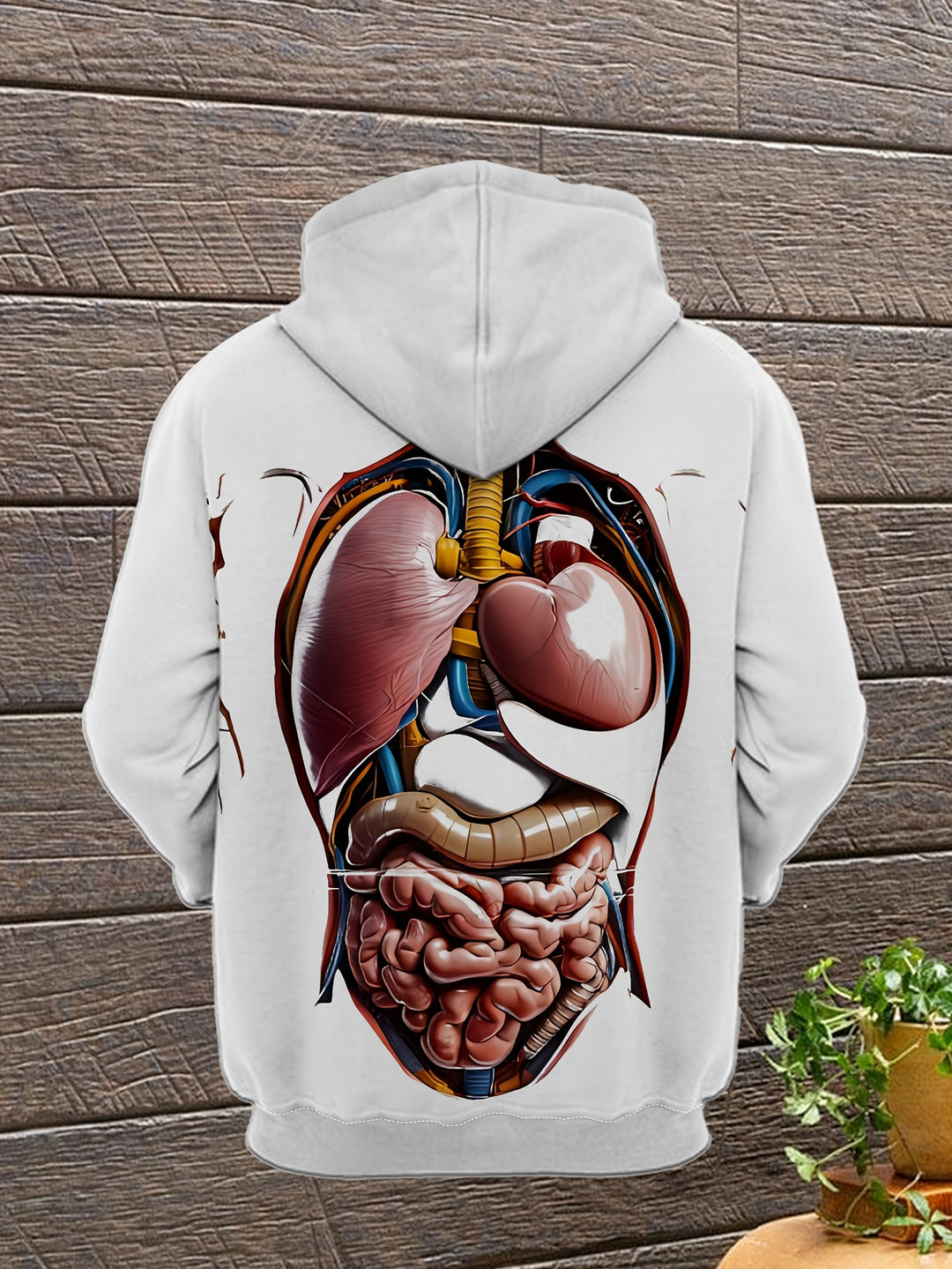 1pc Men'S 3D Anatomical Print Hoodie, Casual Polyester Knit Fabric Sweatshirt with Slight Stretch, Regular Fit Hooded Pullover for Fall/Winter Streetwear - Gufetto Brand 