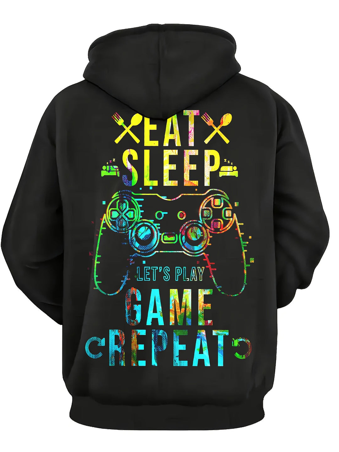 Men's 'EAT GAME...' Print Hooded Sweatshirt, Casual Trendy Long Sleeve Top As Gift - Gufetto Brand 