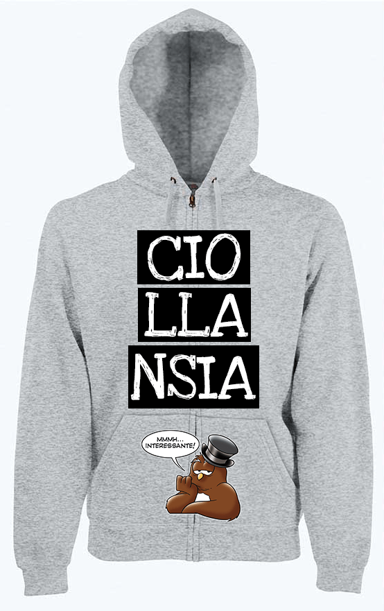 BLACKF. Felpa Zip Grigia Uomo CIOLLANSIA - Gufetto Brand 