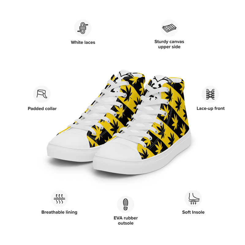 Sneakers alte in tela da uomo CANNABIS GIALLE - Gufetto Brand 