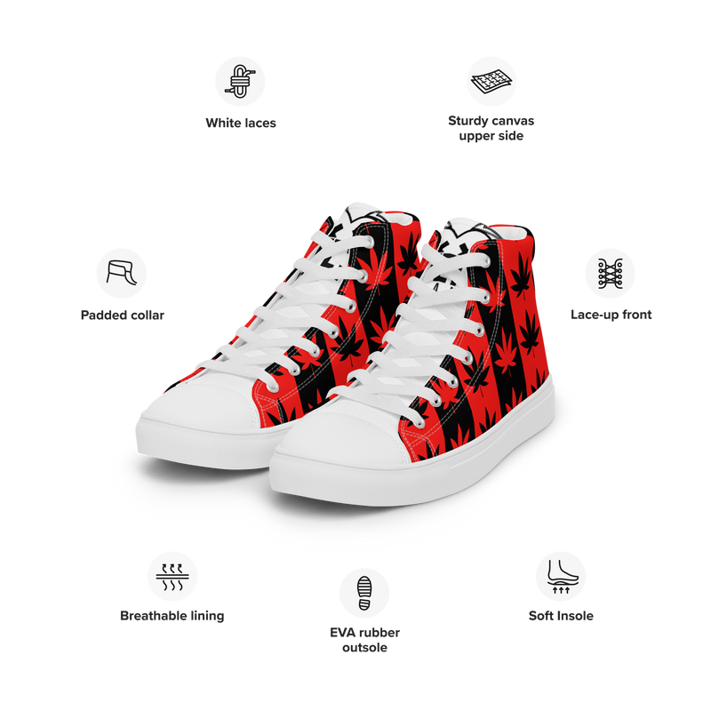 Sneakers alte in tela da uomo CANNABIS ROSSE - Gufetto Brand 
