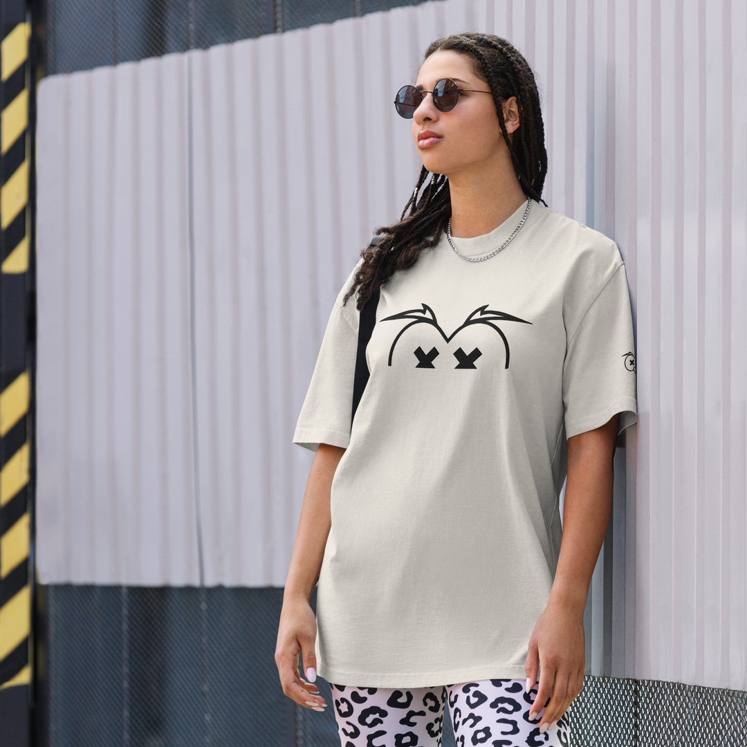T-shirt sbiadita oversize GUFETTO OCCHI NERI - Gufetto Brand 