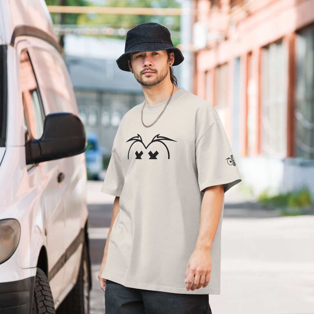T-shirt sbiadita oversize GUFETTO OCCHI NERI - Gufetto Brand 