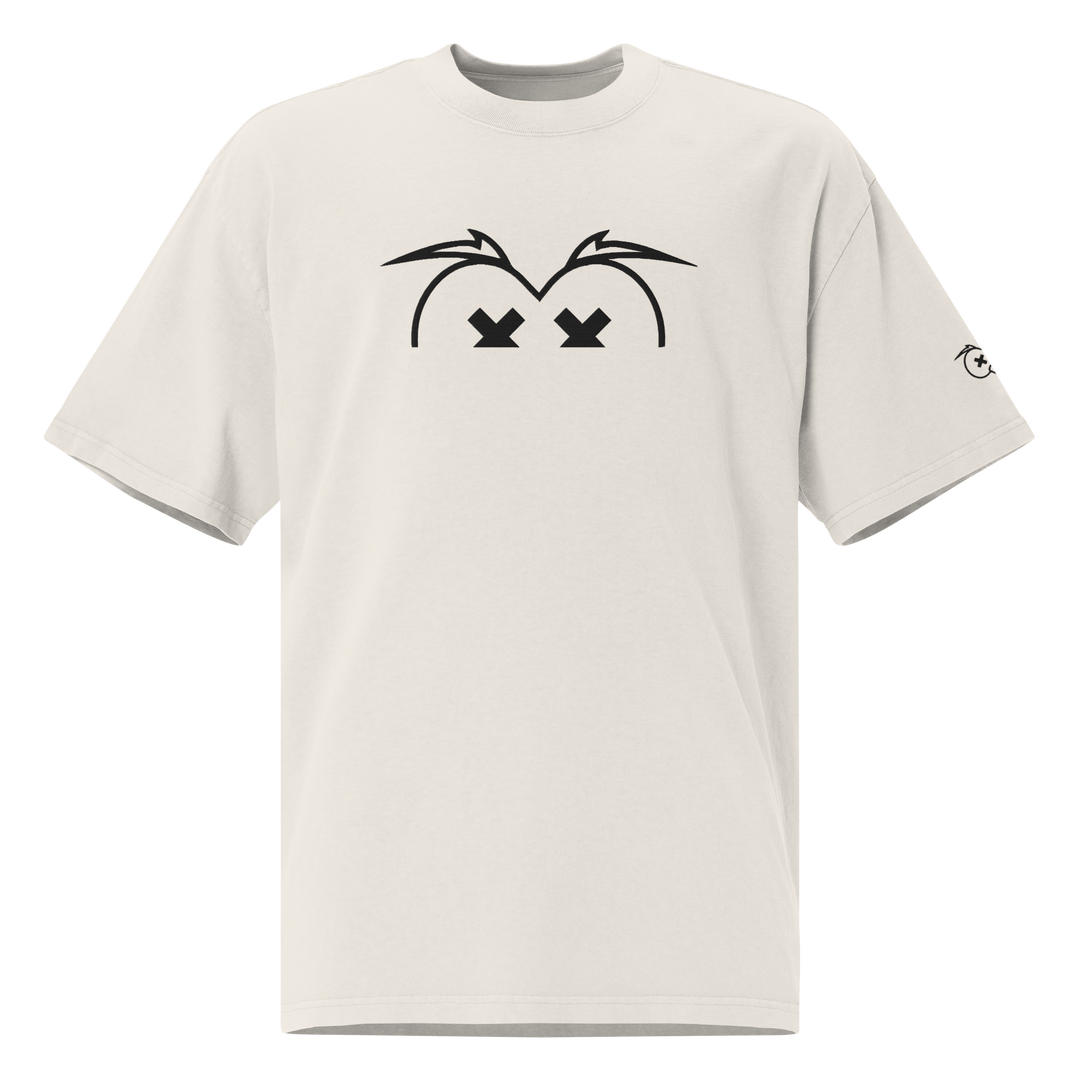 T-shirt sbiadita oversize GUFETTO OCCHI NERI - Gufetto Brand 