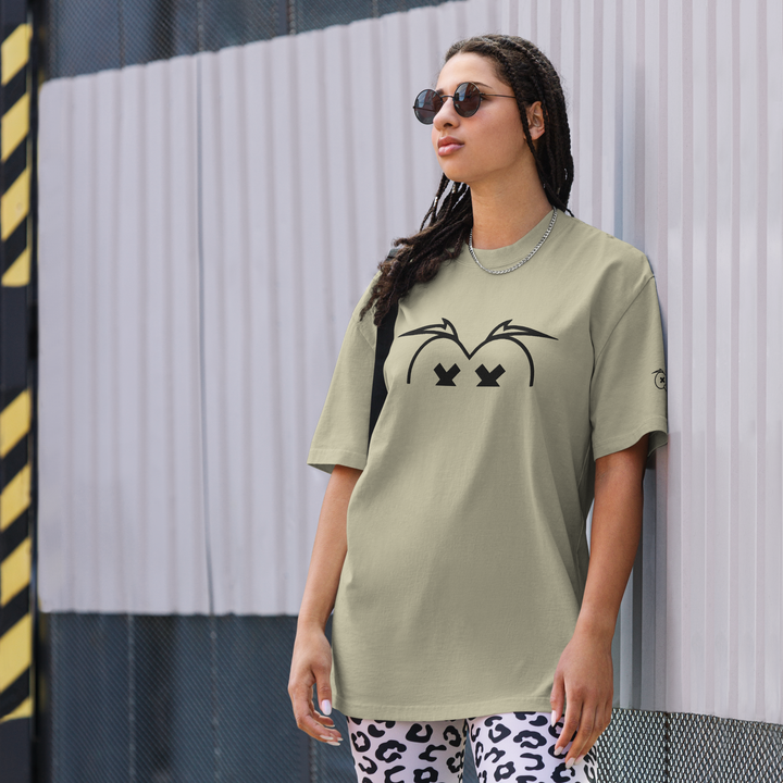 T-shirt sbiadita oversize GUFETTO OCCHI NERI - Gufetto Brand 