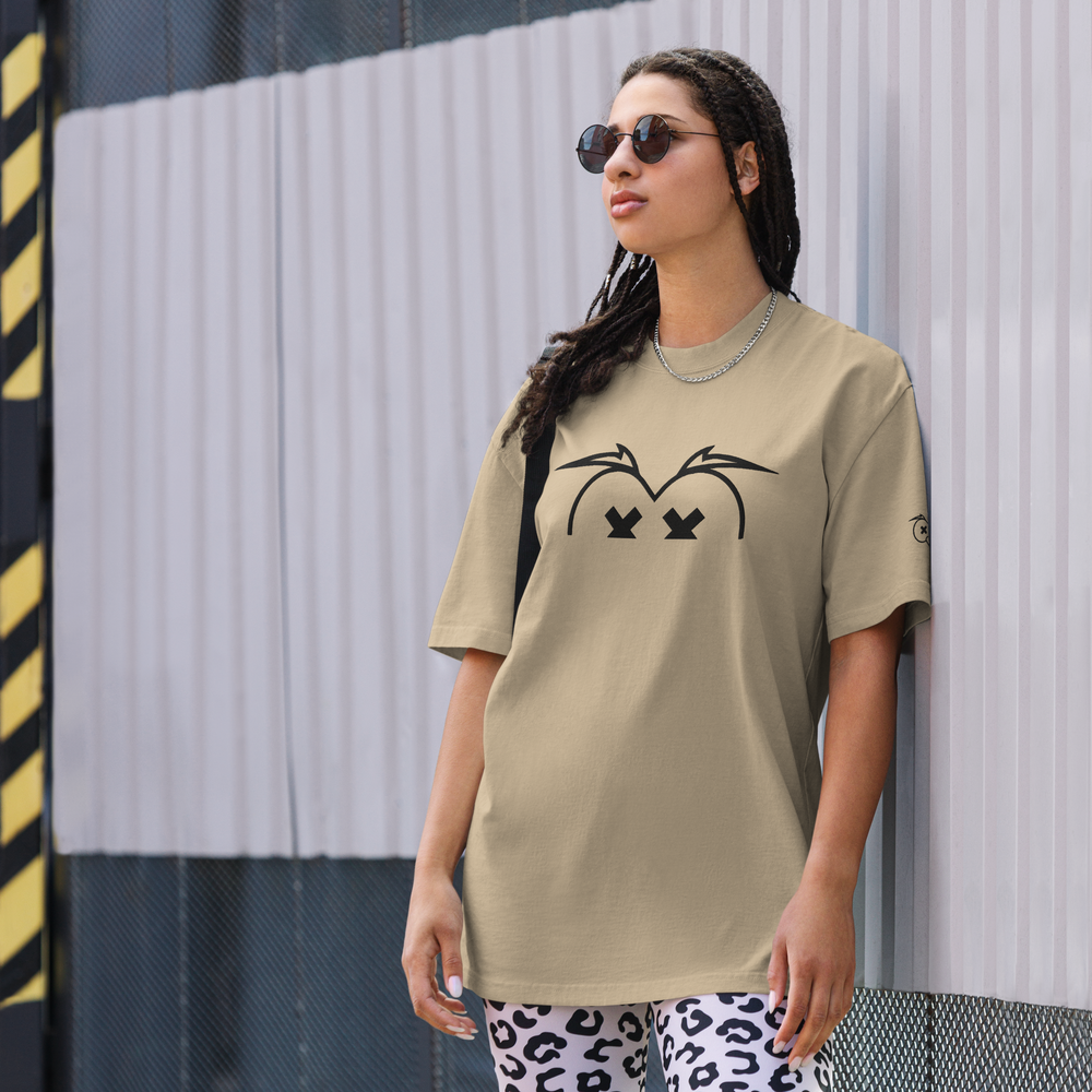 T-shirt sbiadita oversize GUFETTO OCCHI NERI - Gufetto Brand 