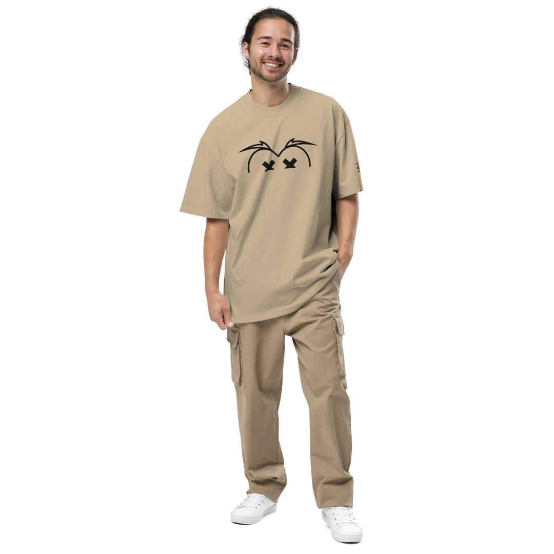 T-shirt sbiadita oversize GUFETTO OCCHI NERI - Gufetto Brand 