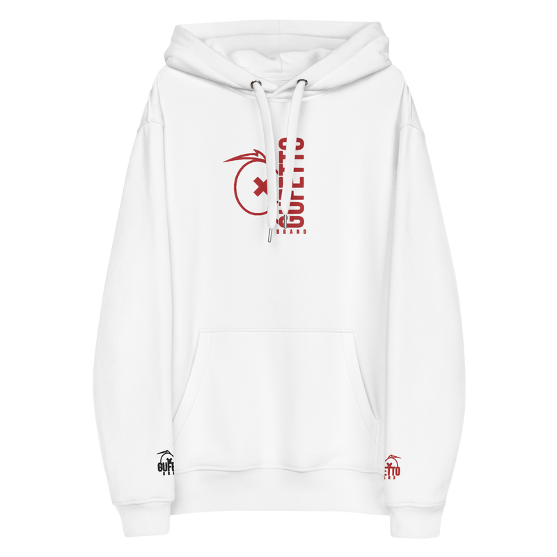 Premium eco hoodie Gufetto Brand White/Red - Gufetto Brand 