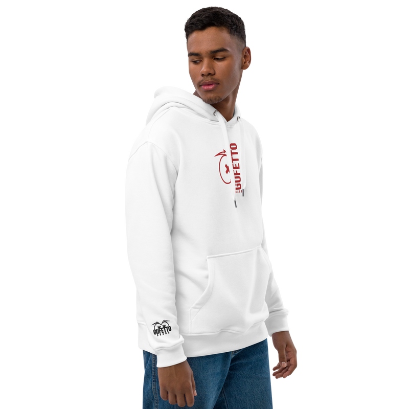 Premium eco hoodie Gufetto Brand White/Red - Gufetto Brand 