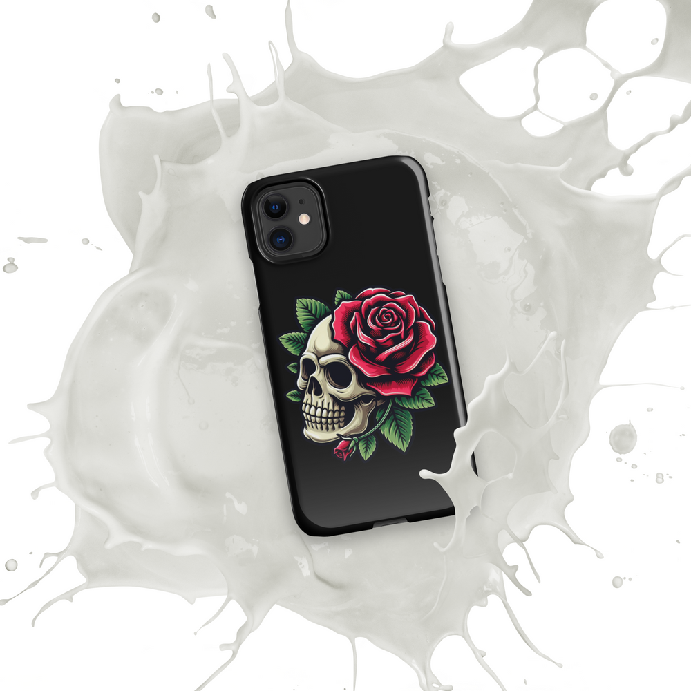 Cover con fibbia per iPhone® SKULL DARK ROSE - Gufetto Brand 
