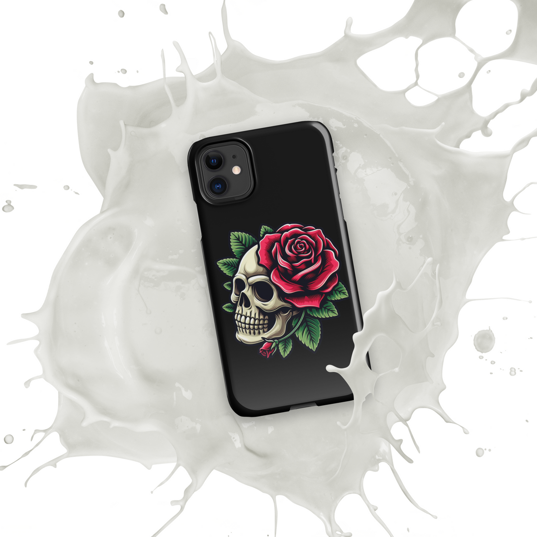 Cover con fibbia per iPhone® SKULL DARK ROSE - Gufetto Brand 
