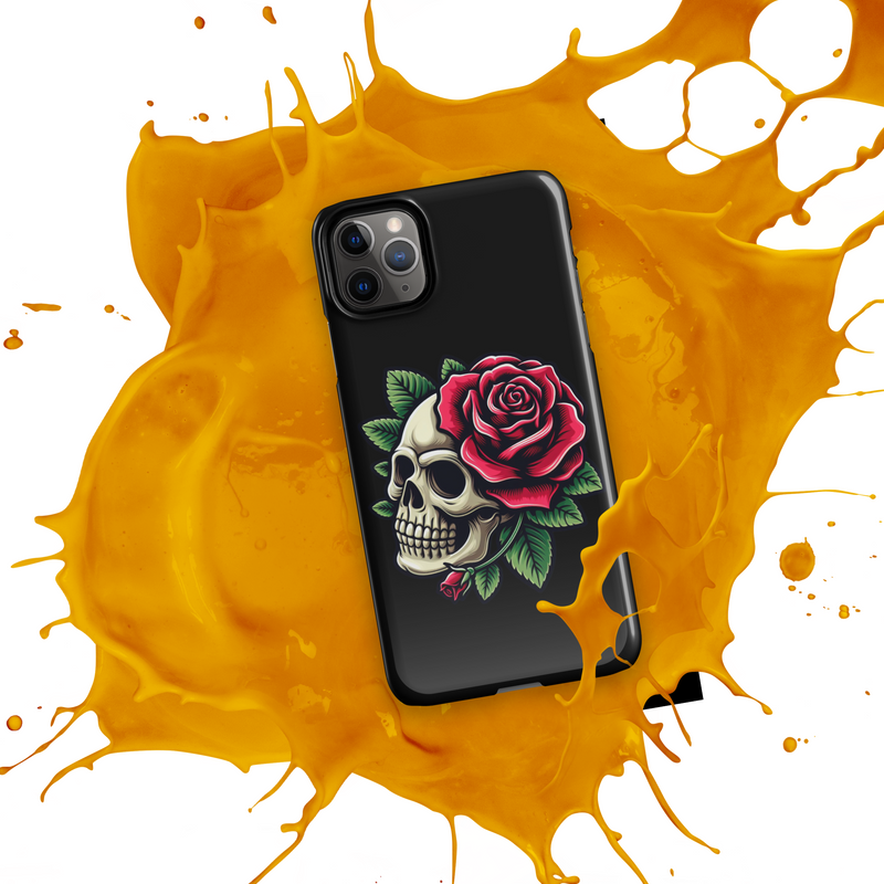 Cover con fibbia per iPhone® SKULL DARK ROSE - Gufetto Brand 
