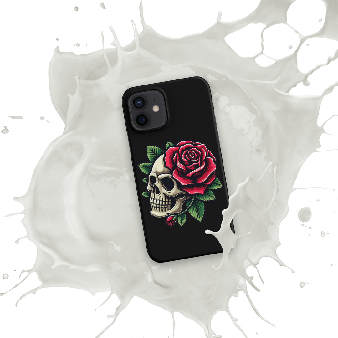 Cover con fibbia per iPhone® SKULL DARK ROSE - Gufetto Brand 