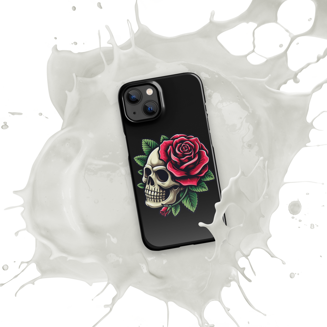 Cover con fibbia per iPhone® SKULL DARK ROSE - Gufetto Brand 