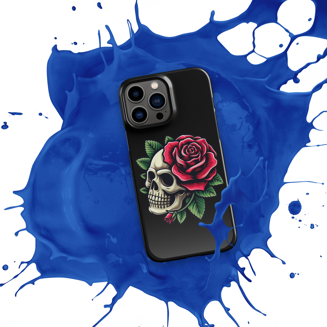 Cover con fibbia per iPhone® SKULL DARK ROSE - Gufetto Brand 