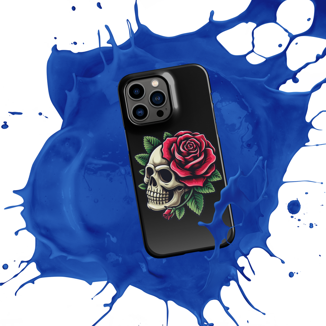 Cover con fibbia per iPhone® SKULL DARK ROSE - Gufetto Brand 