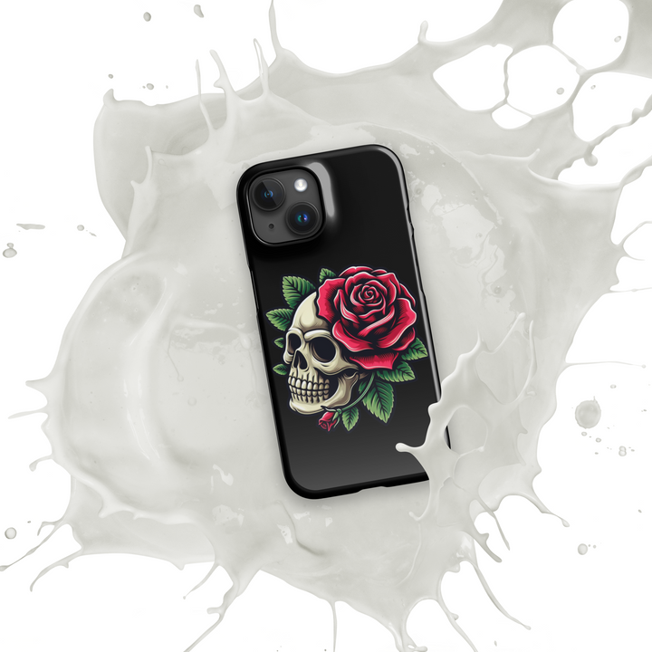Cover con fibbia per iPhone® SKULL DARK ROSE - Gufetto Brand 