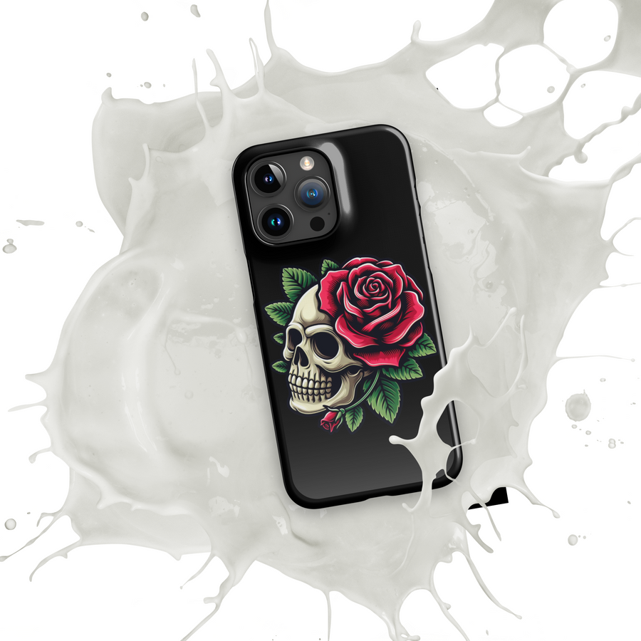 Cover con fibbia per iPhone® SKULL DARK ROSE - Gufetto Brand 