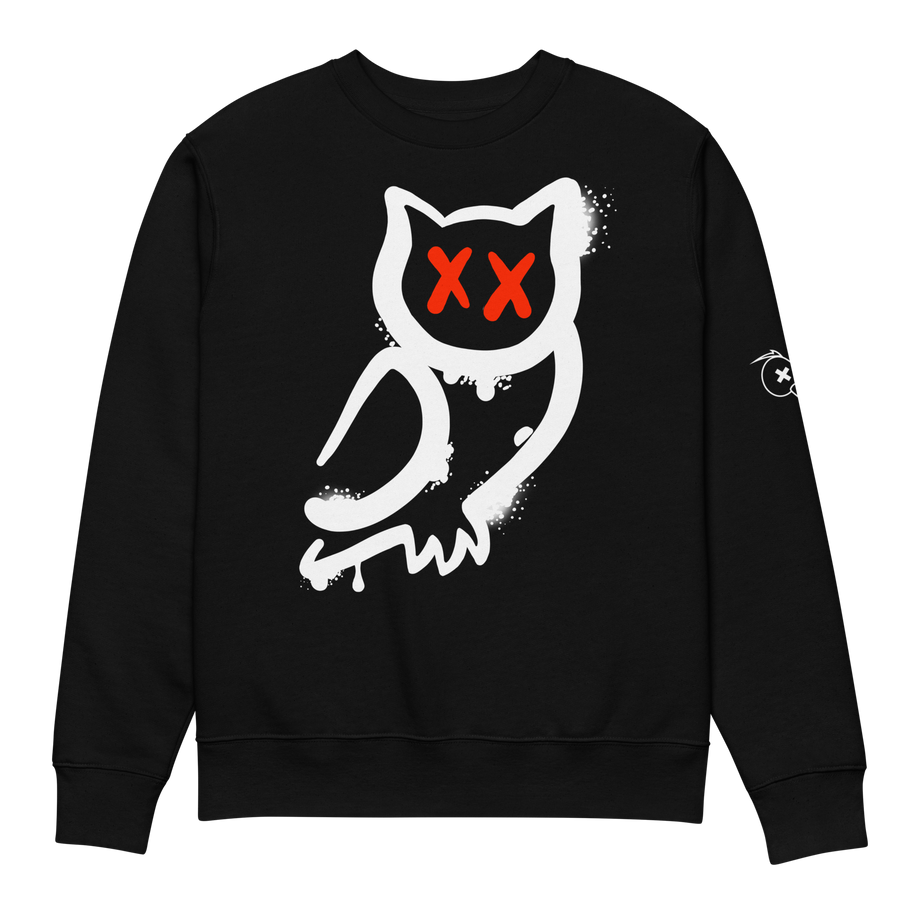 Felpa eco unisex GUFETTO 1 BIANCO OCCHI ROSSI - Gufetto Brand 