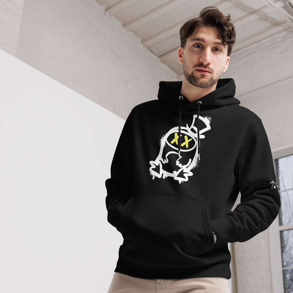 Felpa con cappuccio ecologica classica unisex GUFETTO 2 BIANCO OCCHI GIALLI - Gufetto Brand 